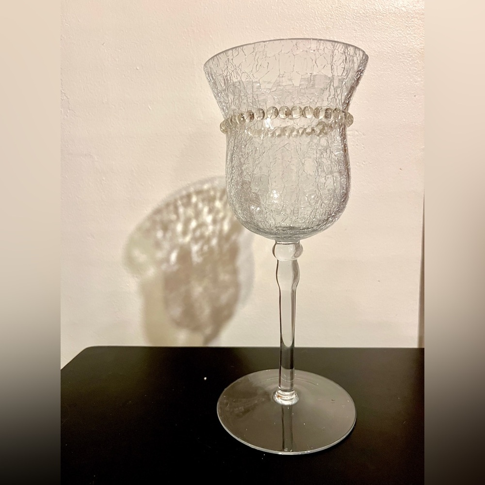 Crackled Glass Candle Holder